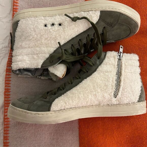 P448 Skate Was Green Sherpa Hi Tops 37 - Picture 3 of 7